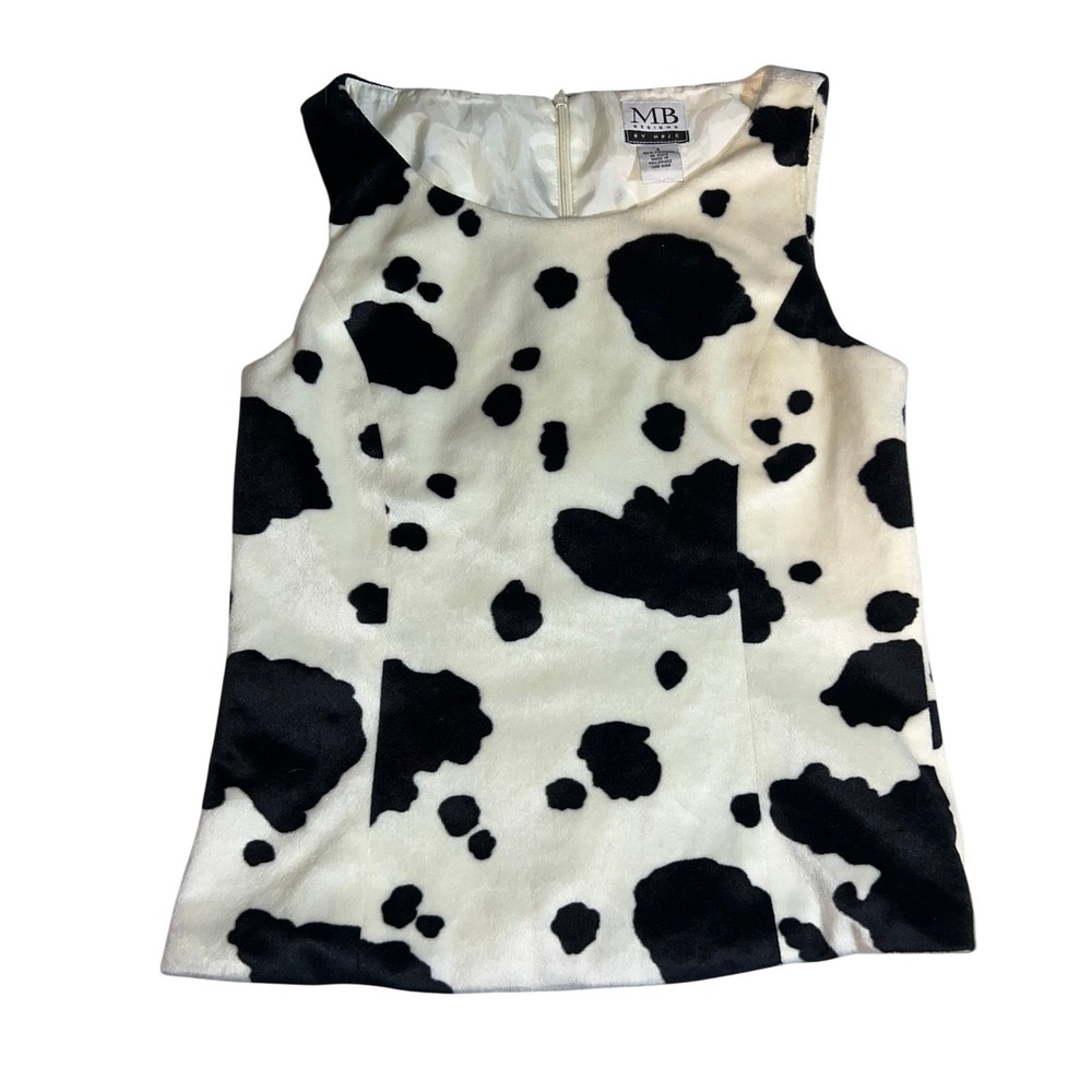 Vintage MB Design by MBJC Cow Print Faux Fur Halter Top Womens